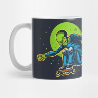 Retro Skateboarding Alien Mug